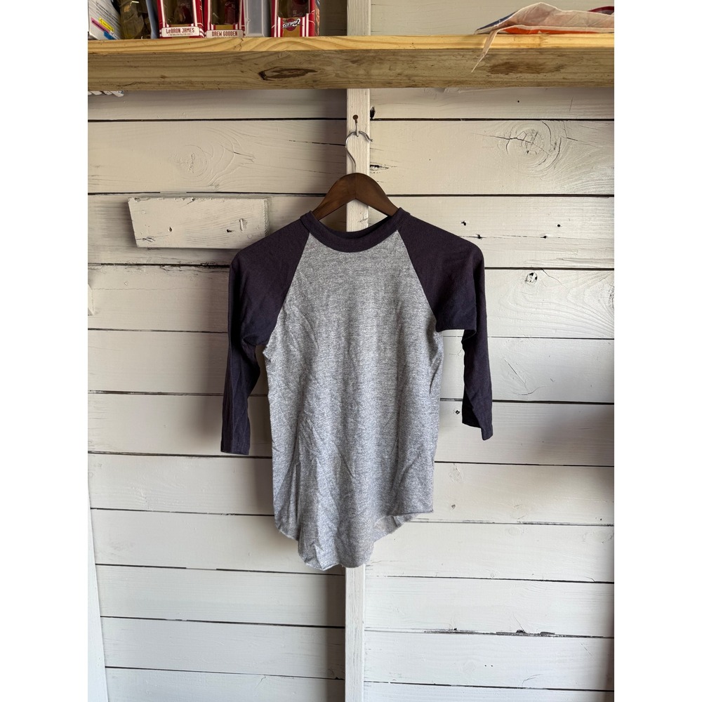 Vintage Sport-T by Stedman Raglan Baseball Tee Gray Navy Blue Tri-Blend Small